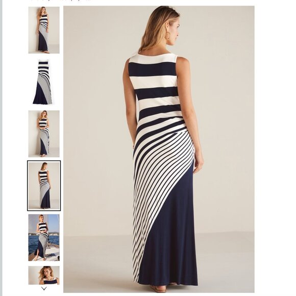 Soft Surroundings Vela Infinity Dress Navy Striped Maxi size XL Sleeveless - Picture 8 of 8